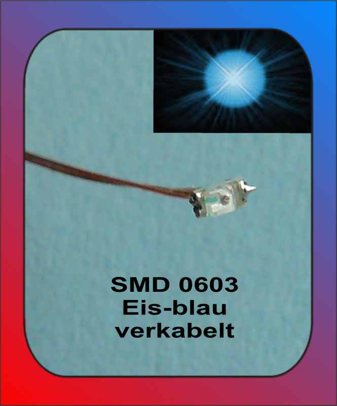 LED SMD 0603 ice blue verkabelt